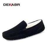 Men Loafers Shoes Warm Soft Genuine Leather Business Men Moccasins Shoes Breathable Slip on Driving Shoes Size