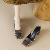 Retro Slingbacks Sandals Women Summer Square Toe High Heels Chunky Heels Dress Shoes for Women Brown Mary Janes