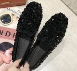 Women Flat Glitter Sneakers Casual Female Slip-On Bling Platform Comfortable Plus Size Loafer Shoes