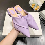 Summer Slippers Women Flip Flops New Casual Indoor Slides Pointed Toe Low Heel Female Shoes Ladies Outside Mules