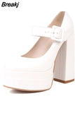 Dropship 2023 Spring Summer Platform Woman Mary Janes Shoes Pumps Elegant Office Lady Woman Shoes Pumps Big Size
