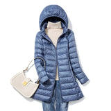 Slim Women Duck Down Jacket Long Ultra Light Thin Casual Coat Women Down Coat Puffer Jacket Slim Remove Hooded Parka