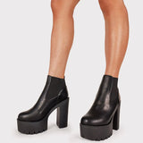 Design Gothic Boots Square Heel Platform Chunky Women Ankle Boots 2023 New Autumn Sexy Elegant Woman Shoes