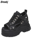 Sandals 8.5CM Wedge Heels Sneakers New Women Beach Flip Flop High Platform Casual Sandals Breathable Walking