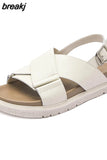 Sandals Women's Shoes Heels Genuine Leather Luxury Designer Shoes Woman Flat Casual Beach Summer Sandals for Women