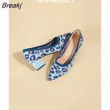 Knitting Single Shoes Pointed Toe Low Heels Shoes Women Spring And Autumn Small High