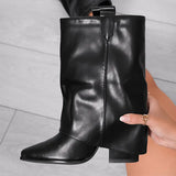 Size 48 Cowboy Design Ankle Boots Women Cowgirl Slip On Pointed Toe Booties Winter Shoes High Heels Fashion Winter