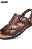 Size Men Leather Sandals Summer Classic Men Shoes Slippers Soft Sandals Men Roman Comfortable Outdoor Walking