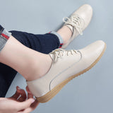 Summer Women Oxford Shoes Ballerina Flats Shoes Women Genuine Leather Shoes Moccasins Lace Up Loafers Zapatos