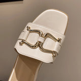 Women's Summer 2024 New PU Leather Fashion Simple Solid Color Sandals Daily Casual Open Toe Women Slippers Zapatos