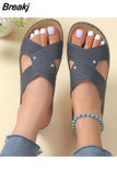 Shoes on Sale 2023 New Basic Women's Slippers Summer Retro Open Toe Wedges Slippers Casual Beach Ladies Shoes
