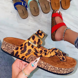 Breakj Cork Bottom Cool Slippers 2025 Summer Solid Woven Slippers Thick Bottom Clip Beach
