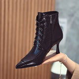 New High Heeled Ankle Boots Woman,Autumn/Winter Shoes,Fashion Short Botas,Side Zip,Pointed