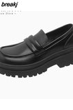 Women Pumps Spring Summer Retro Style Genuine Leather Platforms Thick Heels Loafers Shoes Woman Casual Size