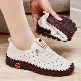 Breakj Breathable Flat Shoes Women's 2023 New Plus Size Casual Versatile Hollow Soft Sole Casual Shoes Lightweight Mom