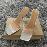 Fashion Summer Sandals PVC Crystal Open Toed High Heels Women Transparent Heel Sandals Slippers Pumps Big Size 41