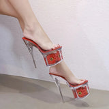 Women Shoes Summer 2023 Outside Slippers Clear Heel Slipper Super High Heels 17.5CM Platform Sexy Slipper Size