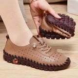 Breakj Breathable Flat Shoes Women's 2023 New Plus Size Casual Versatile Hollow Soft Sole Casual Shoes Lightweight Mom