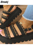 Women Sandals 2023 Fashion Platform Gladiator Sandals Open Toe Buckle Strappy Height increase Sandals Summer Women