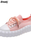 2023 Women Platform Shoes Black Rhinestone Thick Bottom Sneakers Woman Fashion Women's Slip-ons Flats Tennis Female