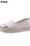 Espadrilles Women's Loafers for Women 2023 Slip On Shallow Weave Flat Shoes Platform Comfort Ladies Moccasins