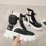 Ankle Boots Autumn Lace Up High Quality Leather Boots Platform Wear-resistant Comfortable Women Ankle Boots 2020