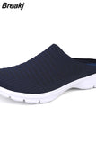 Men New Summer Mesh Casual Shoes Outdoor Breathable Half-pack Slippers Men's Women's Flat Bottom Fashion Couple Walking