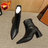 White Very High Heels Female Ankle Boots Heeled Footwear Pointed Toe Short Shoes for Women Winter 2023 Sale Quality