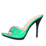 Color Slippers Women Shoes Sexy Patent Leather High Heel 10.5CM Pointed Toe Sandals Shoes Women 2023 Female Wedding