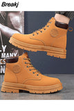 Men's Black 2023 AutumnWinter Anker Boots for Men Leather Motorcycle Botas Hombre Platform Casual Martens