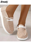 Autumn Women Canvas Shoes Solid Leopard Breathable Lace-Up Sneakers Slip On Loafers Lazy Casual Round Toe Vulcanized