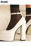 Pumps Chunky Heel Ankle Strap Shoes 2023 Spring Summer Fashion Sexy Mary Janes Wedding Shoes Pumps Big Size