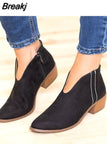 Slip on Deep V High Heel Boot Women Boots Fashion Shoes Leopard Print Sexy Pointed Toe Ankle Boots Lady Party