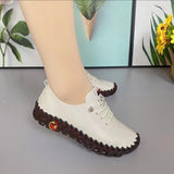 Breakj Women's Shoes Beef Rib Soft-Soled Sewing Mother Shoes Women Spring Summer Flat Sole Single Shoes Casual