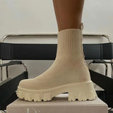 Autumn and Winter New Couple Socks Shoes Thick Bottom Casual Large Size Net Red Knitted Short Boots Female Botas De