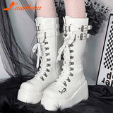 Gothic Style Platform Mary Jean Shoes New Fashion Brand 2023 Spring Summer Round Toe Buckle Sandals Boot Party Role