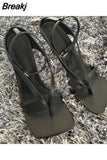 Sandals Summer High Heels Sandal Shoes Fashion Brand Strap Flip Flops Sexy Thin High Heel Pumps Square Toe Shoes