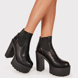 Design Gothic Boots Square Heel Platform Chunky Women Ankle Boots 2023 New Autumn Sexy Elegant Woman Shoes