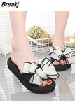 Platform Flip Flops for Woman Bohemian Style Summer Slipper with Bow Large Size Women's Summer Footwear Chaussure