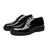 Breakj 2023 New Men's Daily Round Head Low Top Round Head Thick Bottom British Wind Bright Face Patent Leather Business Shoes