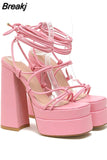 Chunky High Heels Women Sandals 2023 Hot Fashion European Style Sexy Rhinestone Sandals Strappy Women Shoes Party