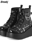 Gothic Style Platform Mary Jean Shoes New Fashion Brand 2023 Spring Summer Round Toe Buckle Sandals Boot Party Role