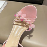 Heel Sandals Woman 2024 Butterfly Decoration Women's Shoe High Heels for Womens Shoes Round Toe Heels Hiking Sandal